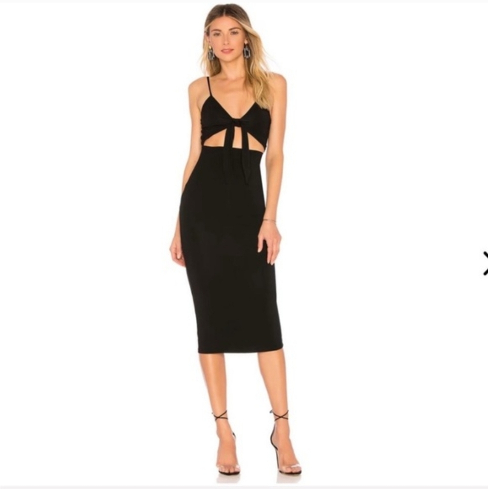 Lovers + Friends Black Elsie Midi Dress
